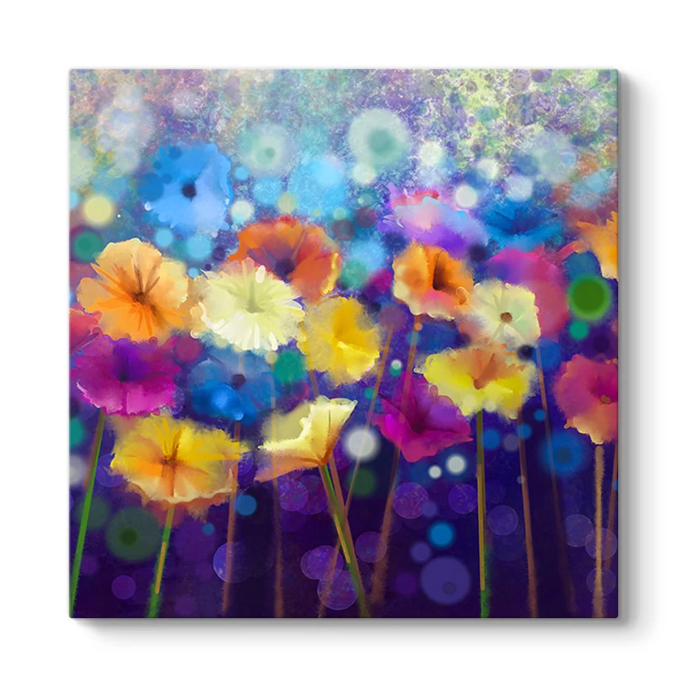 Renkli Gece Çiçekleri Tablosu - Model 3